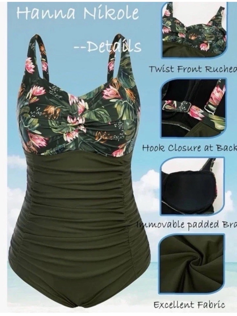 Hanna Nikole Women One Piece Swimsuits Tummy Control , 14W